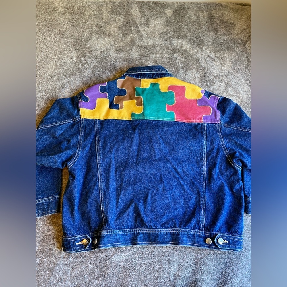 VINTAGE I Love Zana Di Patchwork  Denim Jacket Plus Size 24 Rare 90s Y2K - Picture 2 of 6